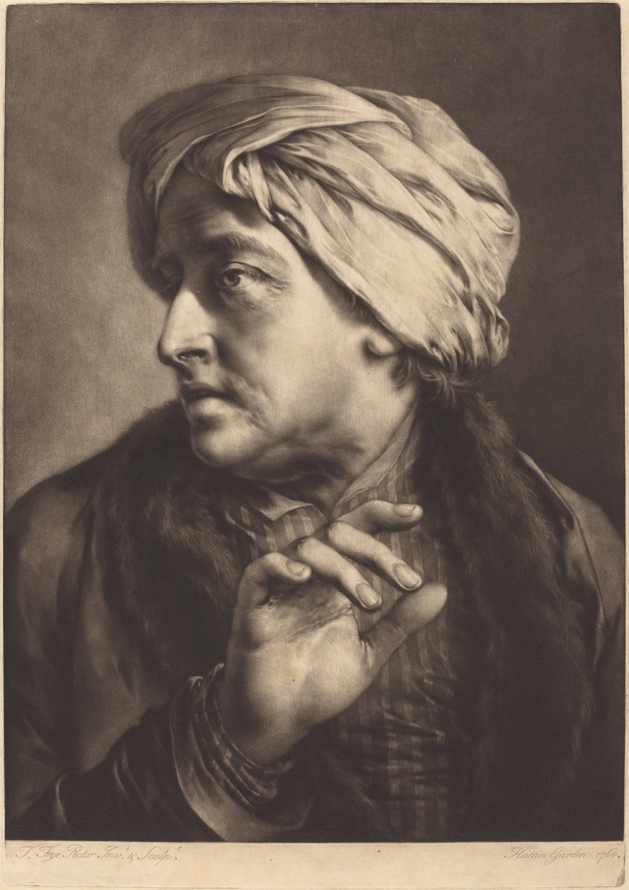 En man med turban och randig skjorta av Thomas Frye