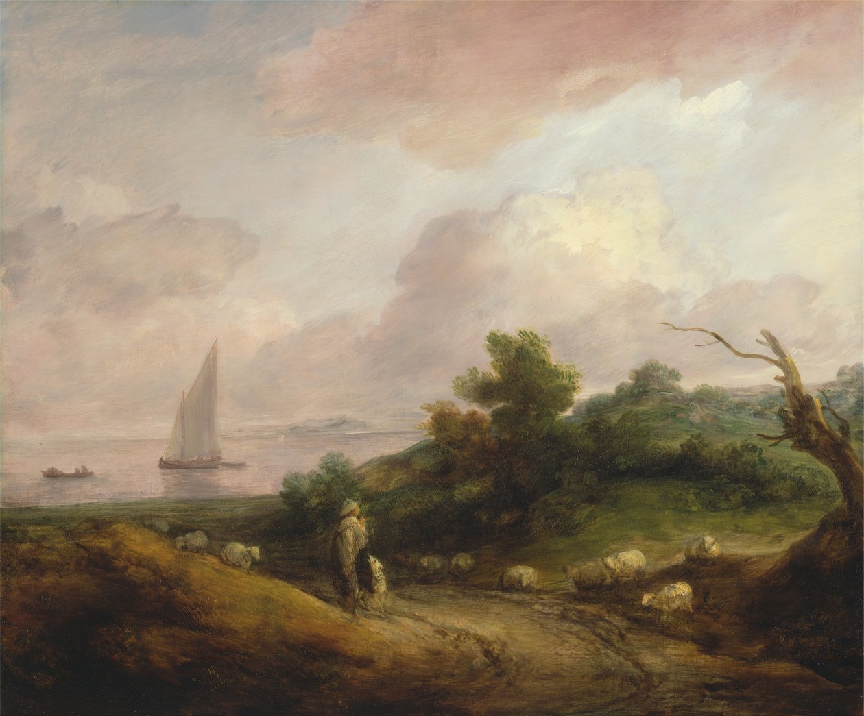Kustlandskap med en herde och hans flock, mellan 1783 och 1784. av Thomas Gainsborough