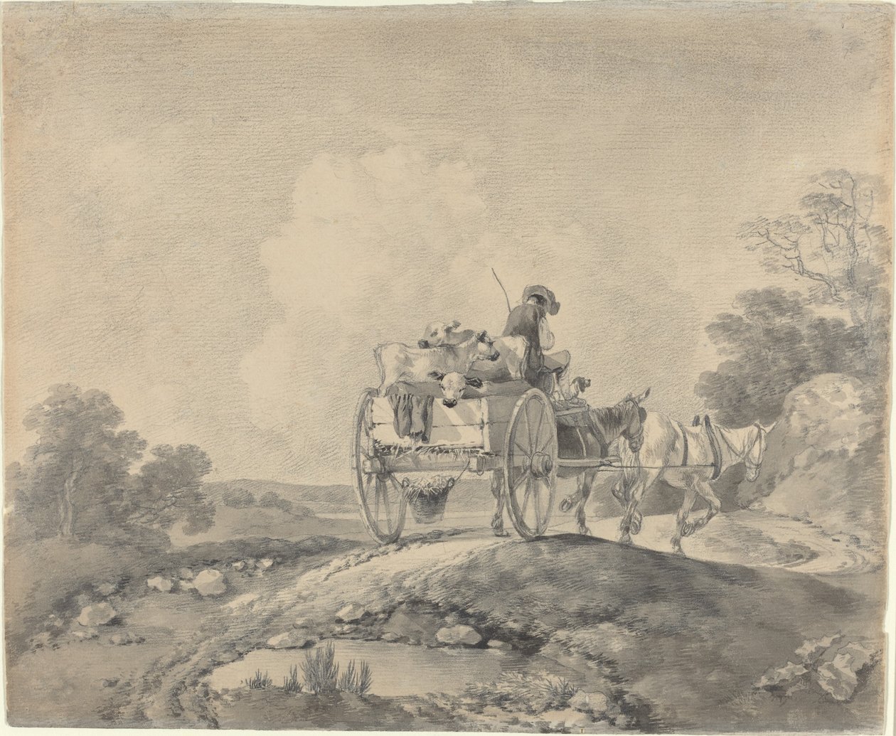Förare med kalvar i en lantvagn av Thomas Gainsborough