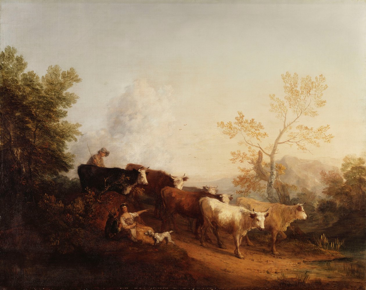 Kväll; Ett landskap med boskap på väg hem, av Thomas Gainsborough