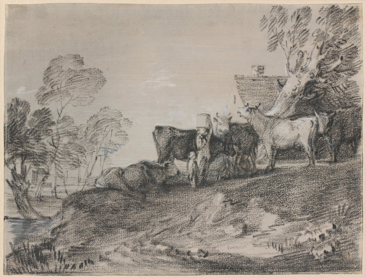 Landskap med boskap vid en stuga av Thomas Gainsborough