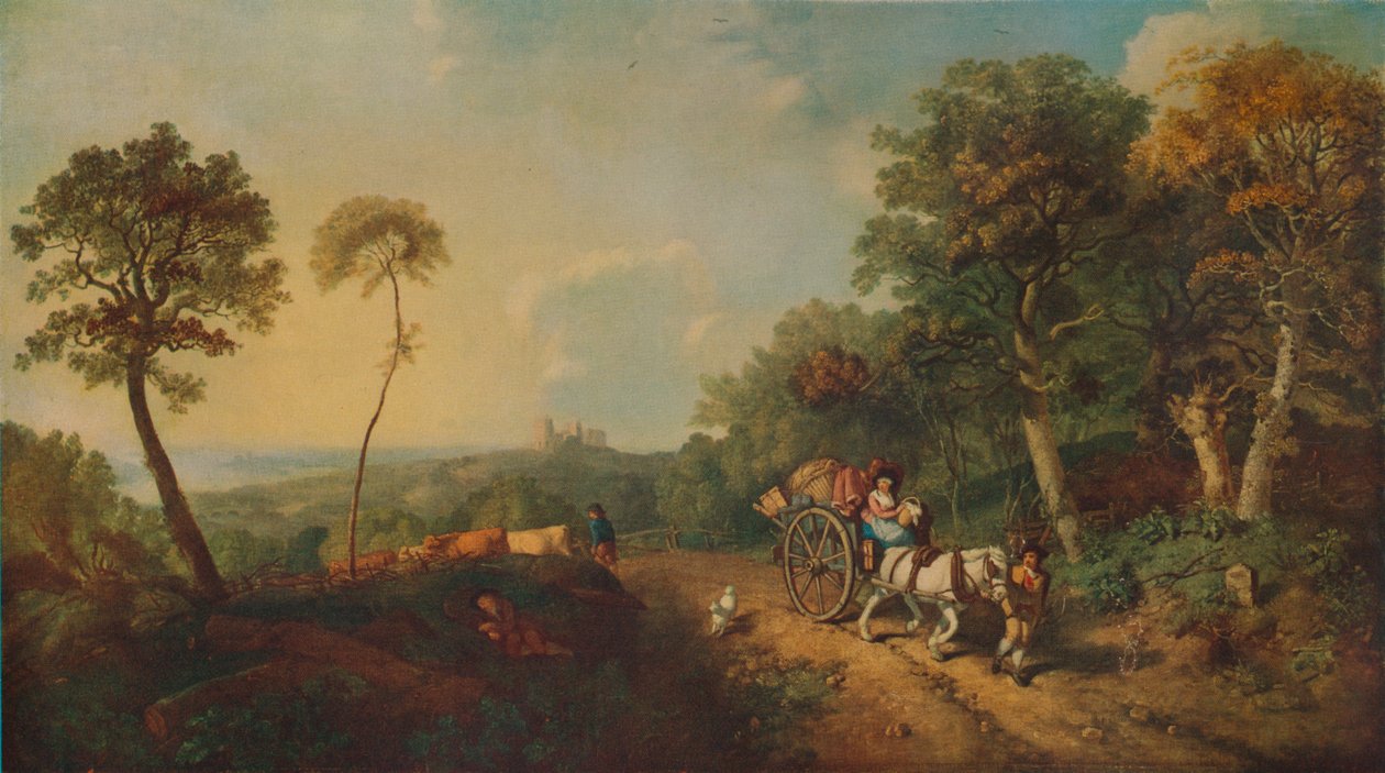 Landskap med marknadsvagn, 1700-talet, 1935 av Thomas Gainsborough