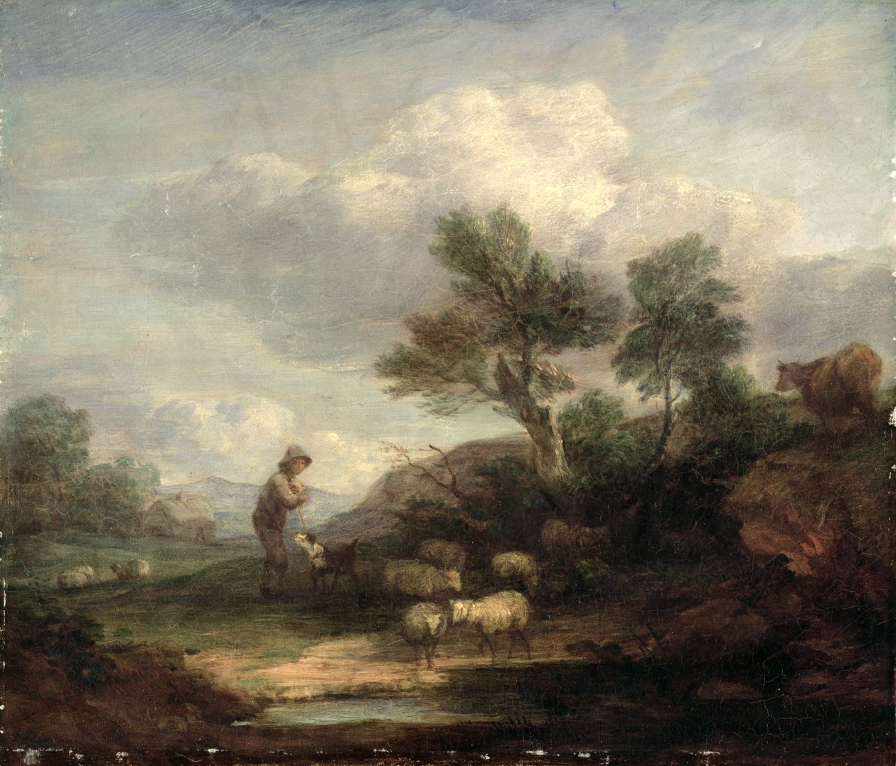 Landskap med får (olja på duk) av Thomas Gainsborough