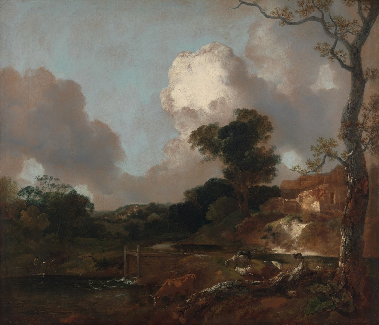 Landskap med ström och dam av Thomas Gainsborough