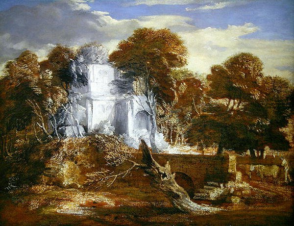 Landskap med figur och boskap (olja på duk) av Thomas Gainsborough