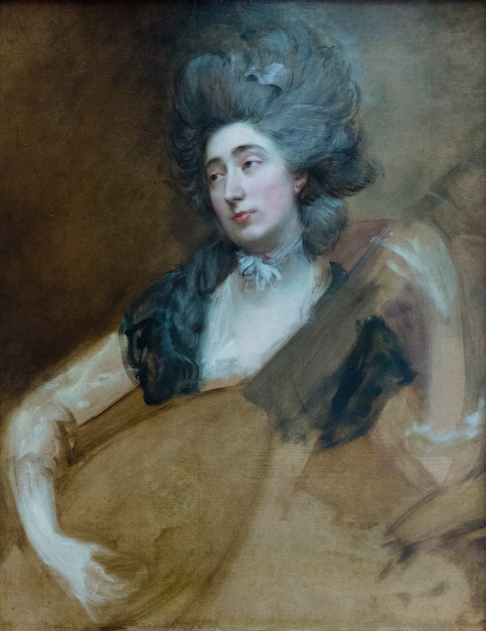 Margaret Gainsborough håller i en Theorbo, ca 1777 (olja på duk) av Thomas Gainsborough