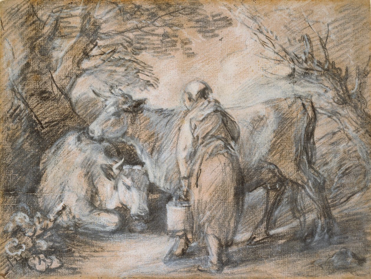 Mjölkpiga med två kor, mitten av 1700-talet av Thomas Gainsborough