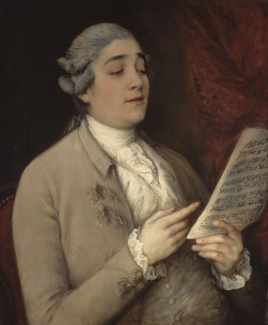 Porträtt av Giusto Ferdinando Tenducci 1736-1790, känd som il Senesino, ca 1770. av Thomas Gainsborough