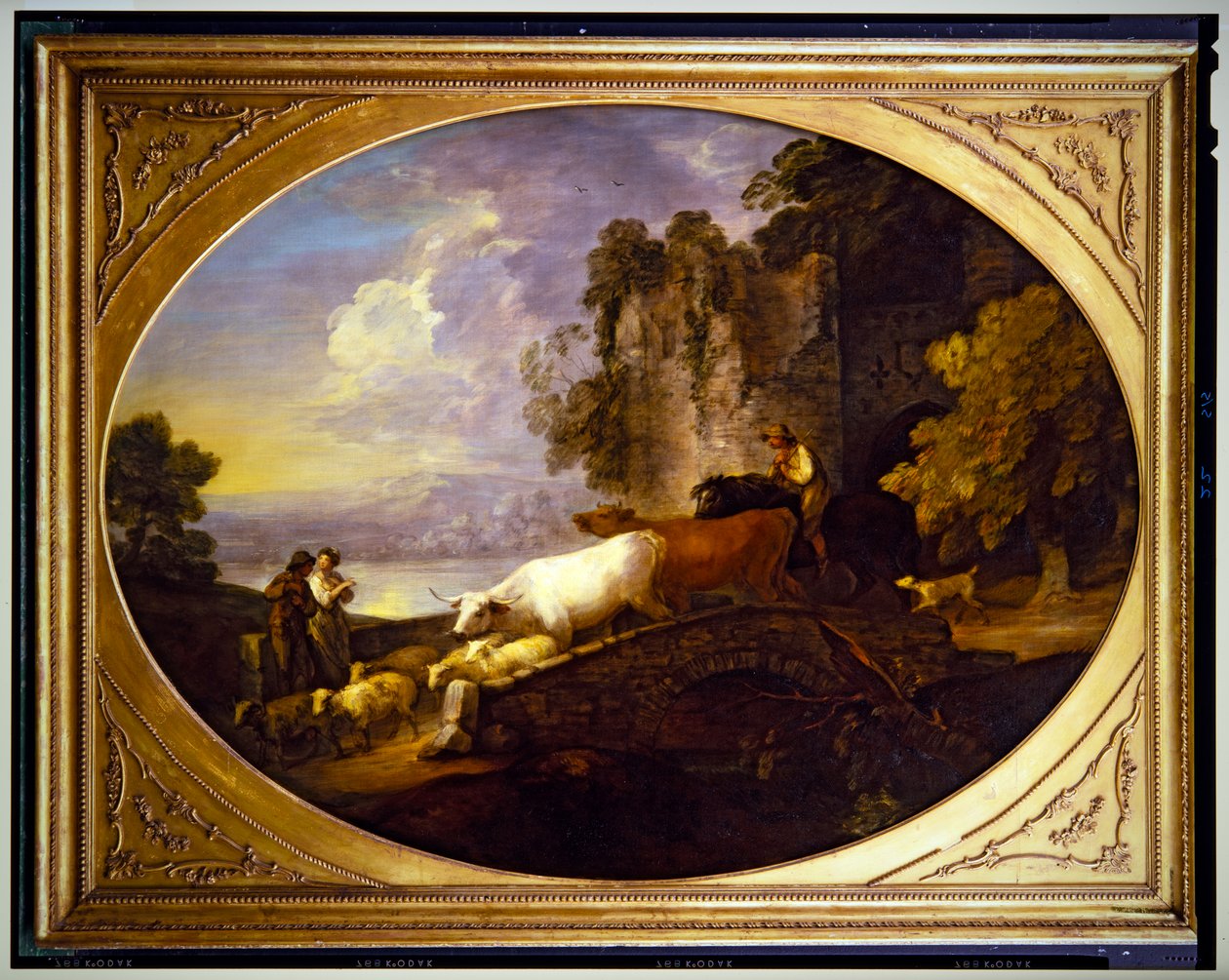 Flodlandskap med rustika älskare av Thomas Gainsborough