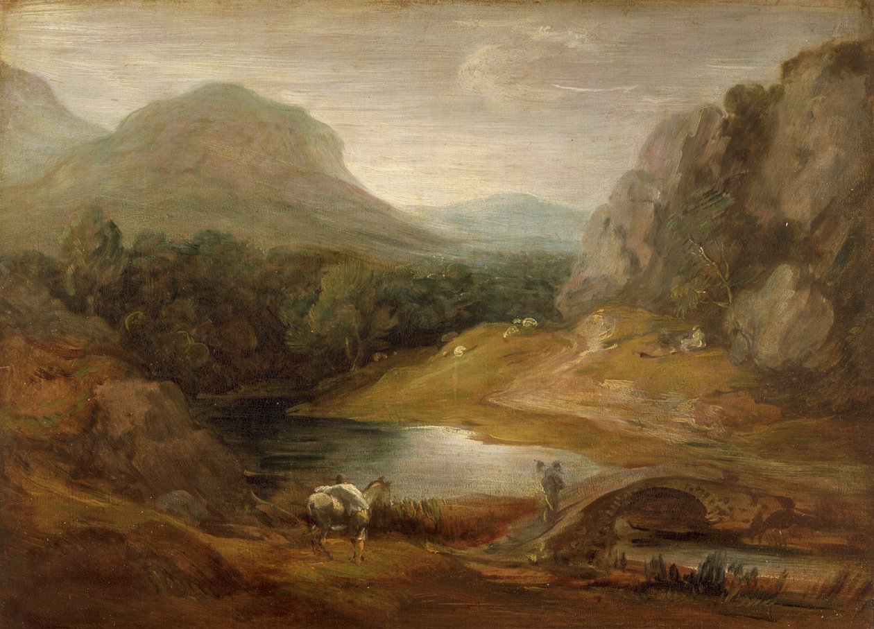 Klippigt landskap med en bro av Thomas Gainsborough