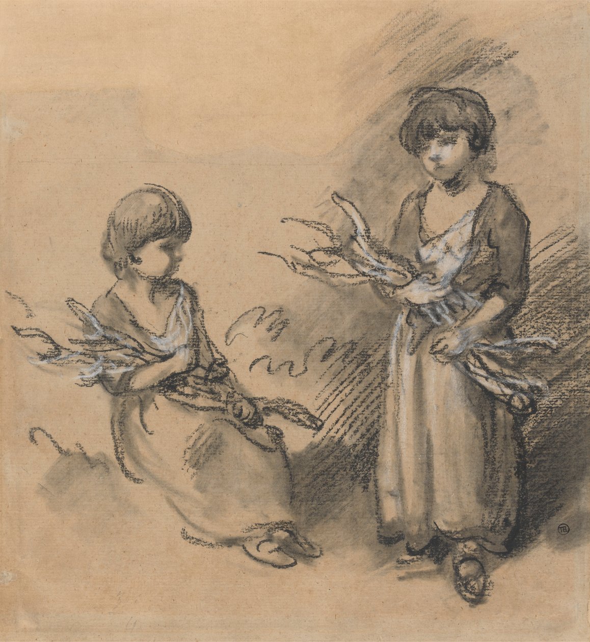 Studier av flickor som bär tjurar av Thomas Gainsborough