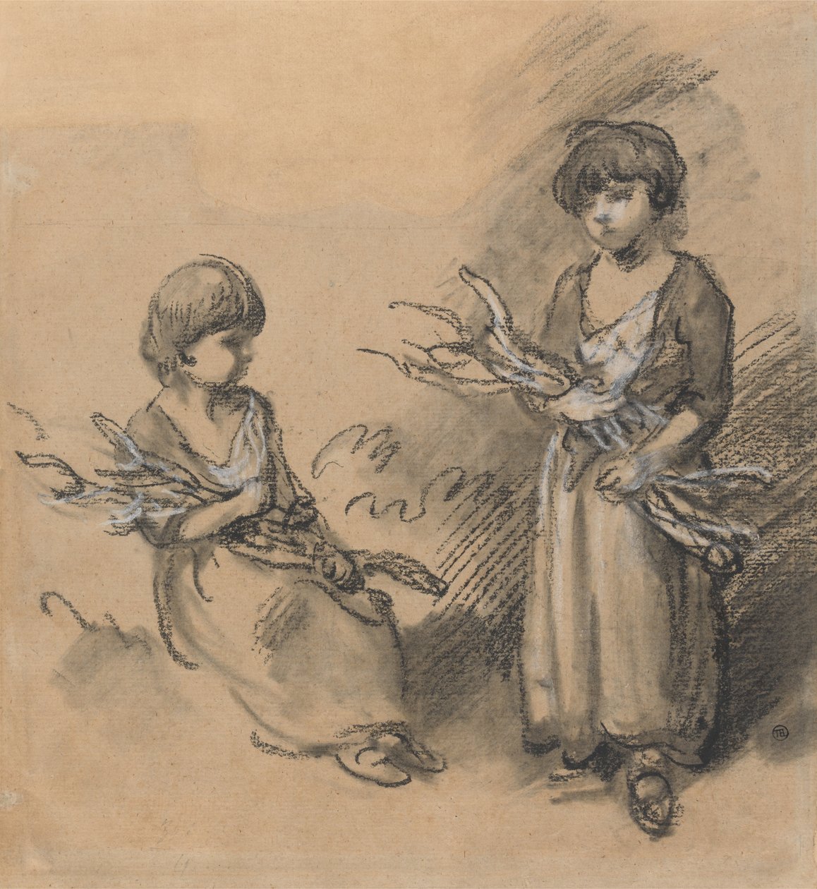 Studier av flickor som bär kvistar av Thomas Gainsborough