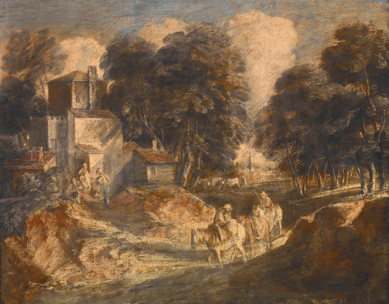 Waldlandschaft mit berittenen Bauern av Thomas Gainsborough