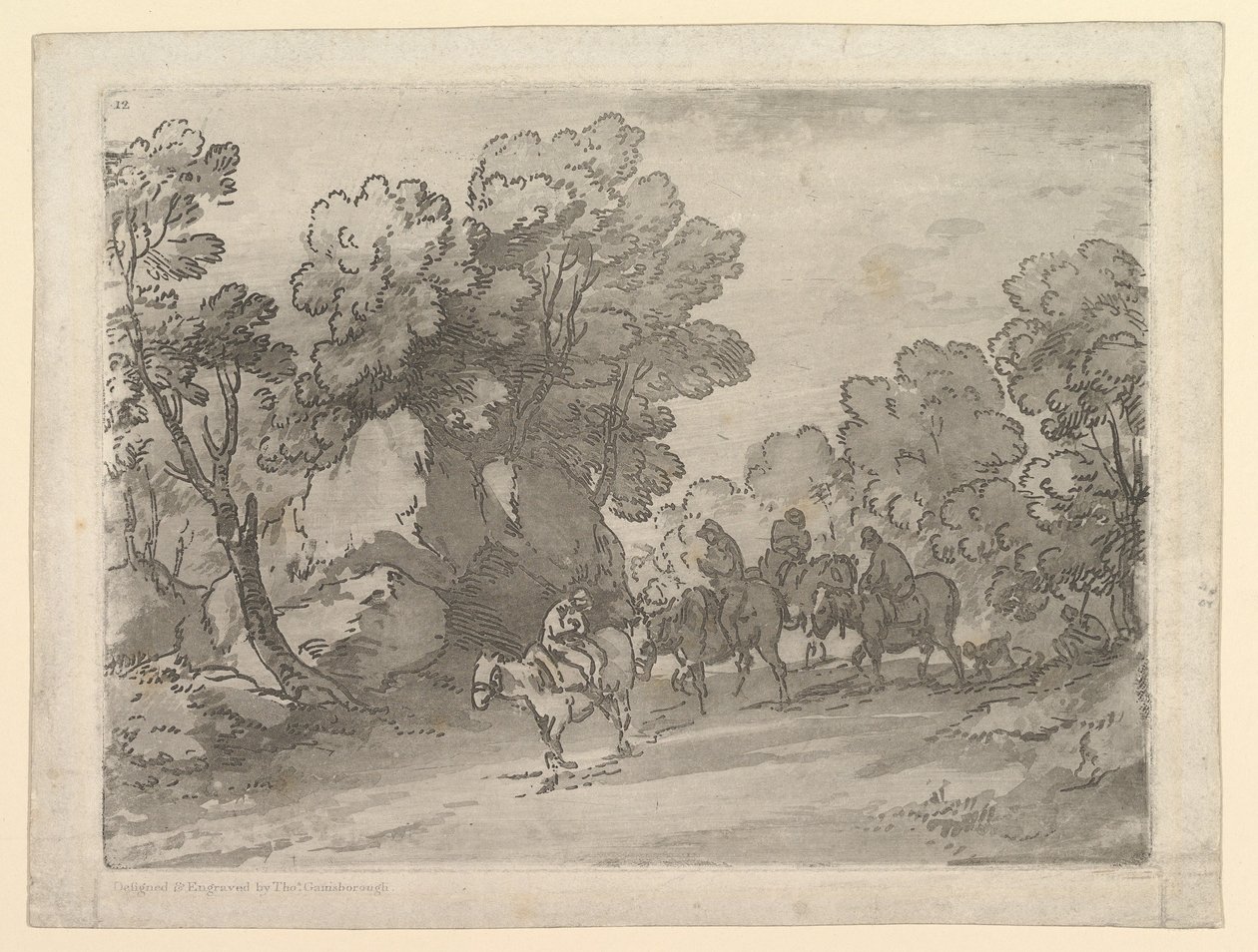 Skogbevuxen landskap med ryttare, 1 augusti 1797. av Thomas Gainsborough