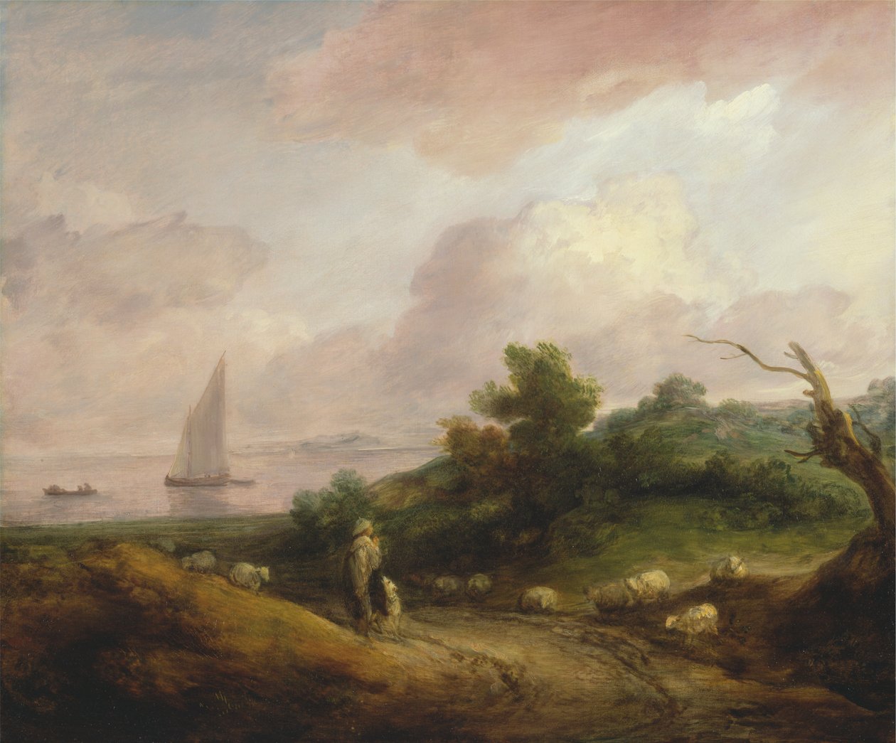 Kustlandskap med en herde och hans flock av Thomas Gainsborough RA