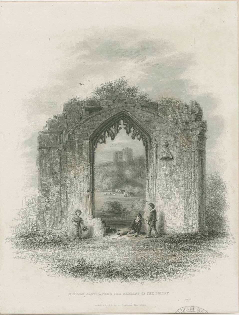 Dudley Castle - The Keep: gravyr (vinjett och [? 1800-talet] (tryck) av Thomas Garner