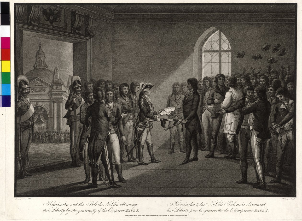Tadeusz Kosciuszko och de polska aristokraterna röstar på tsar Paul I för att få tillbaka sin frihet av Thomas Gaugain