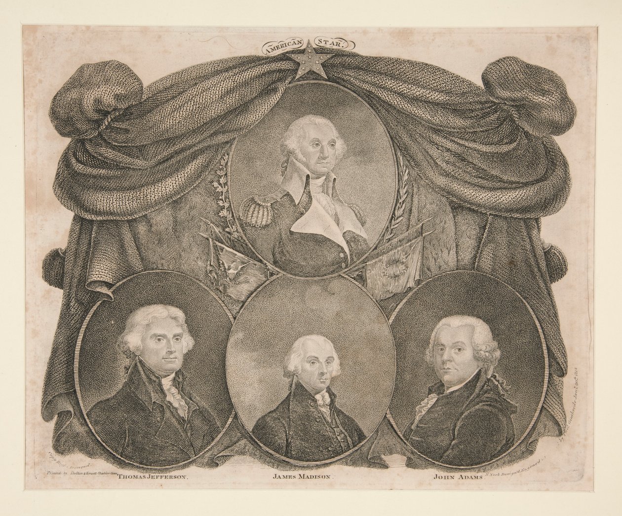 American Star, Washington, Jefferson, Madison och Adams av Thomas Gimbrede