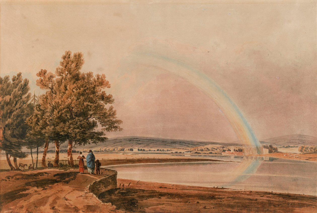 En regnbåge över floden Exe, Devon av Thomas Girtin
