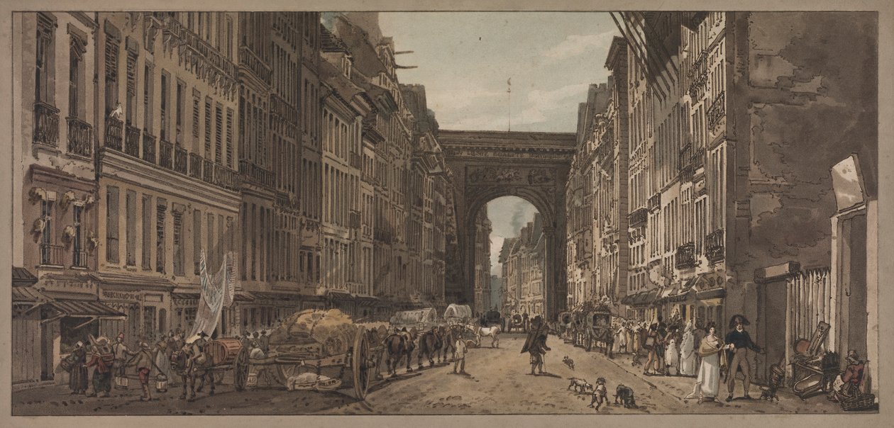 Ett urval av tjugo av de mest pittoreska vyerna i Paris: Vy över porten till St. Denis..., 1803 av Thomas Girtin