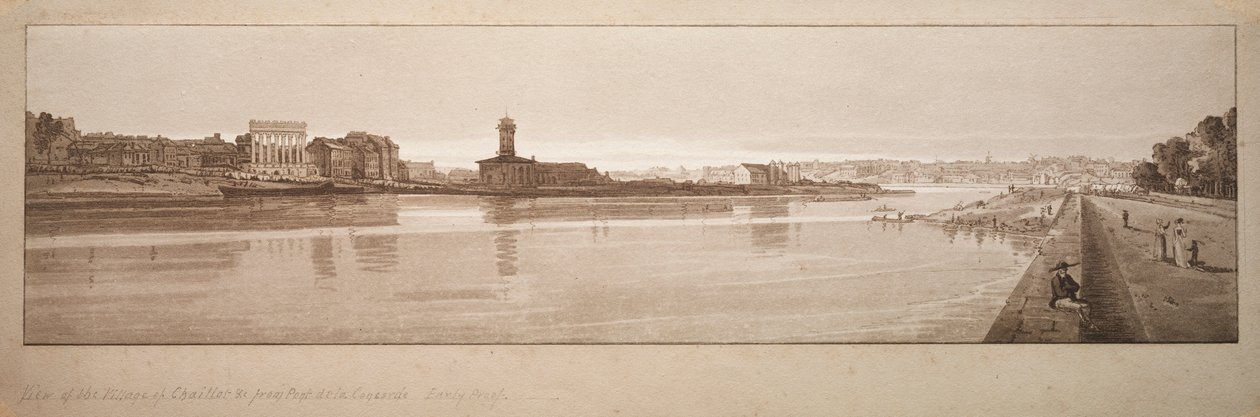 Ett urval av tjugo av de mest pittoreska vyerna i Paris: Vy över byn Chaillot, &c tagen från Pont de la Concorde av Thomas Girtin
