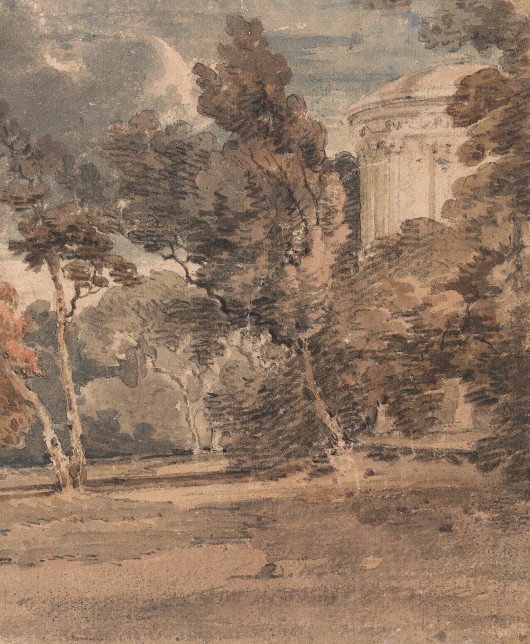 A Temple in Harewood Park, ca 1798 (akvarell över grafit på texturerat papper) av Thomas Girtin
