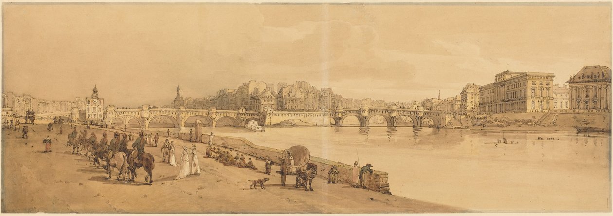 En vy över Pont Neuf, myntverket m.m.: pl. 8 av Thomas Girtin