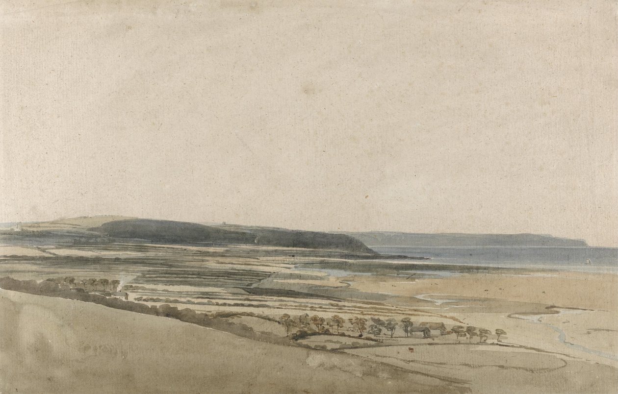 Estuary of the River Taw, Devon, ca 1801 (akvarell över penna på papper) av Thomas Girtin