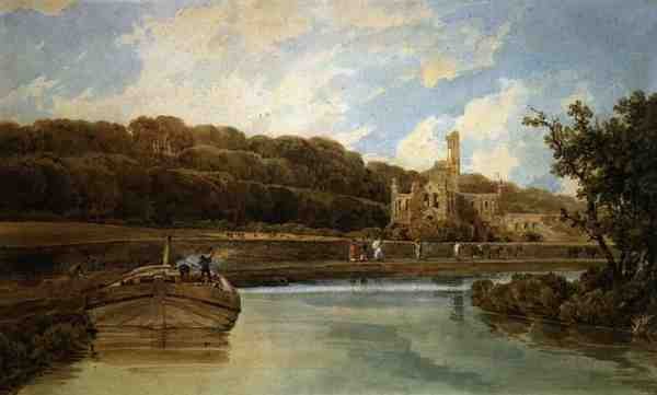 Kirkstall Abbey, Yorkshire (akvarell på papper) av Thomas Girtin