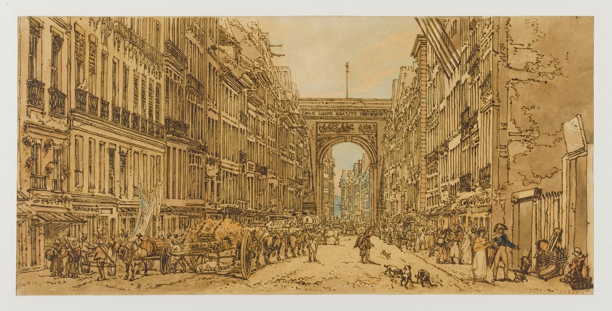 Faubourg och Porte Saint-Denis, 1801–1802. 10:e och 12:e arrondissementen av Thomas Girtin