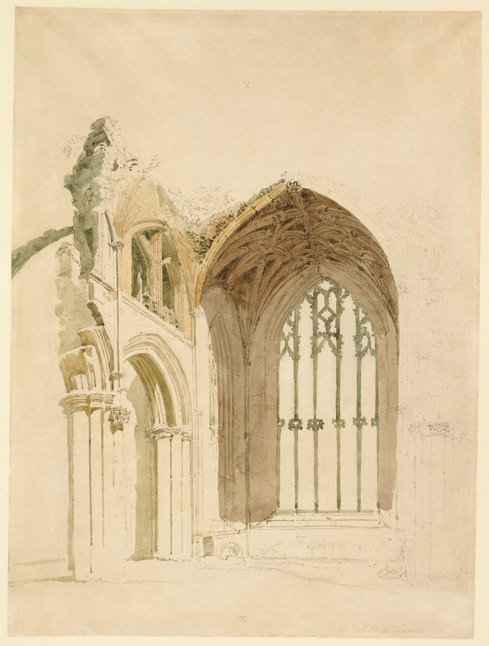 Melrose Abbey: Det östra fönstret av Thomas Girtin