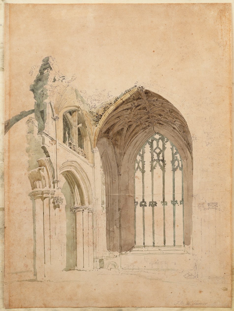 Melrose Abbey: The East Window, ca 1770-talet av Thomas Girtin