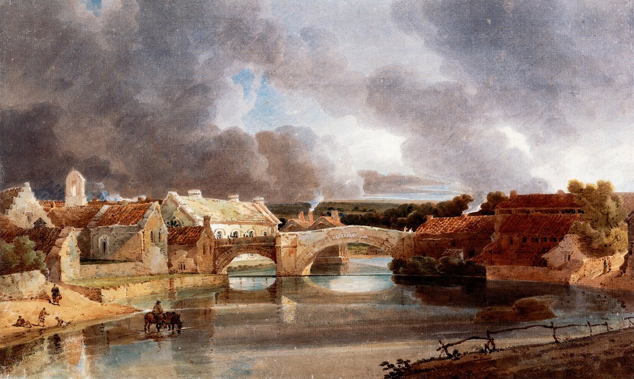 Morpeth Bridge (penna och bläck med akvarell på papper) av Thomas Girtin