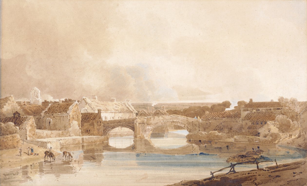Morpeth Bridge, Northumberland, ca 1801 (blyerts och akvarell på papper) av Thomas Girtin