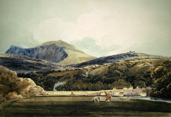 Mynydd Mawr, North Wales (penna och akvarell) av Thomas Girtin
