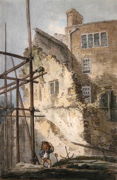 Delar av resterna av den gamla Drury Lane (akvarell på papper) av Thomas Girtin