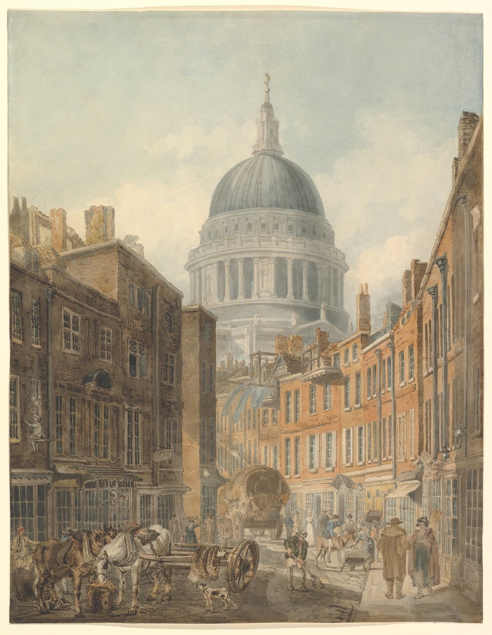 St. Paul’s-katedralen, sedd från St. Martin’s-le-Grand av Thomas Girtin