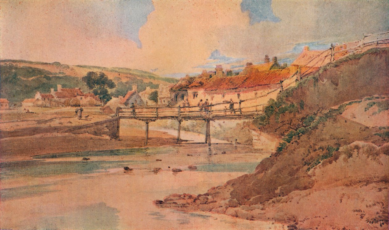 Den gamla träbron, c1800 av Thomas Girtin