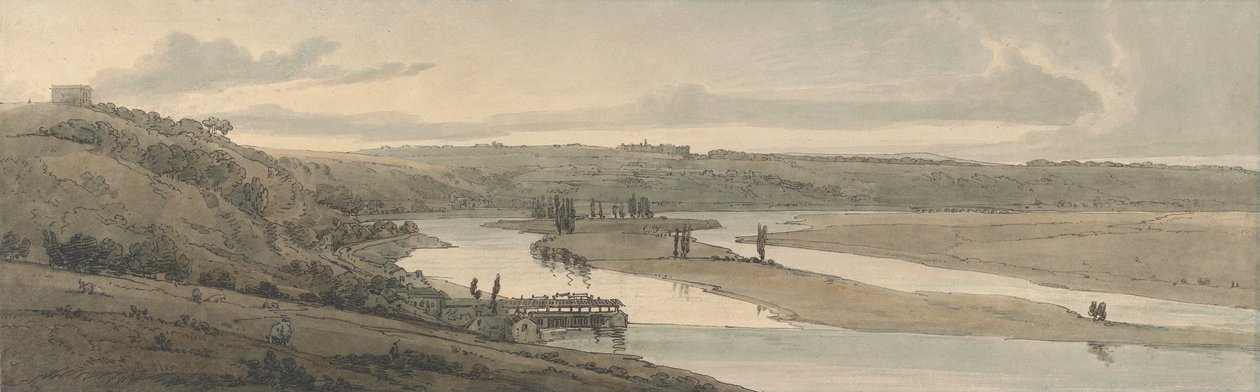 Vattenverken i Marly och St. Germain-en-Laye sett på avstånd av Thomas Girtin
