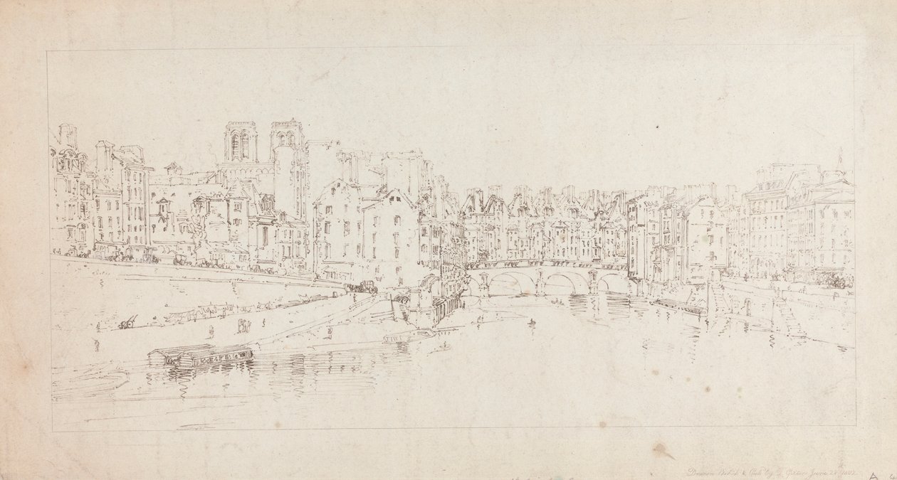Utsikt över Pont St. Michel från Pont Neuf av Thomas Girtin