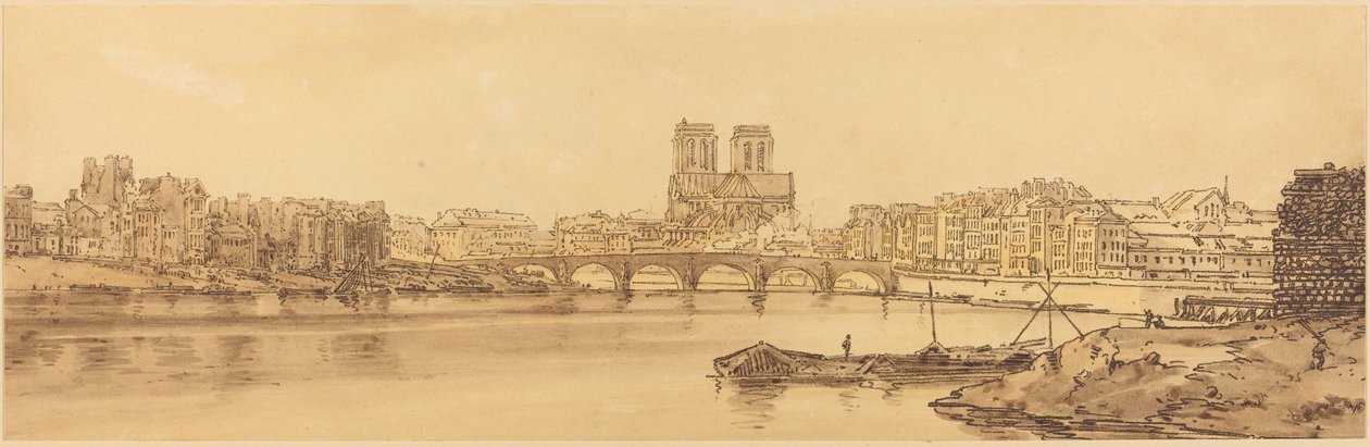 Utsikt över Pont de la Tournelle och Notre Dame från Arsnel: pl.11 av Thomas Girtin
