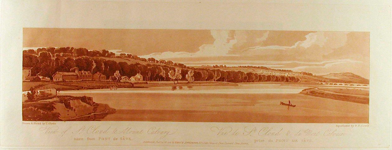 Utsikt över St. Cloud och Mount Cavalry, fotograferad från Pont de Sève av Thomas Girtin