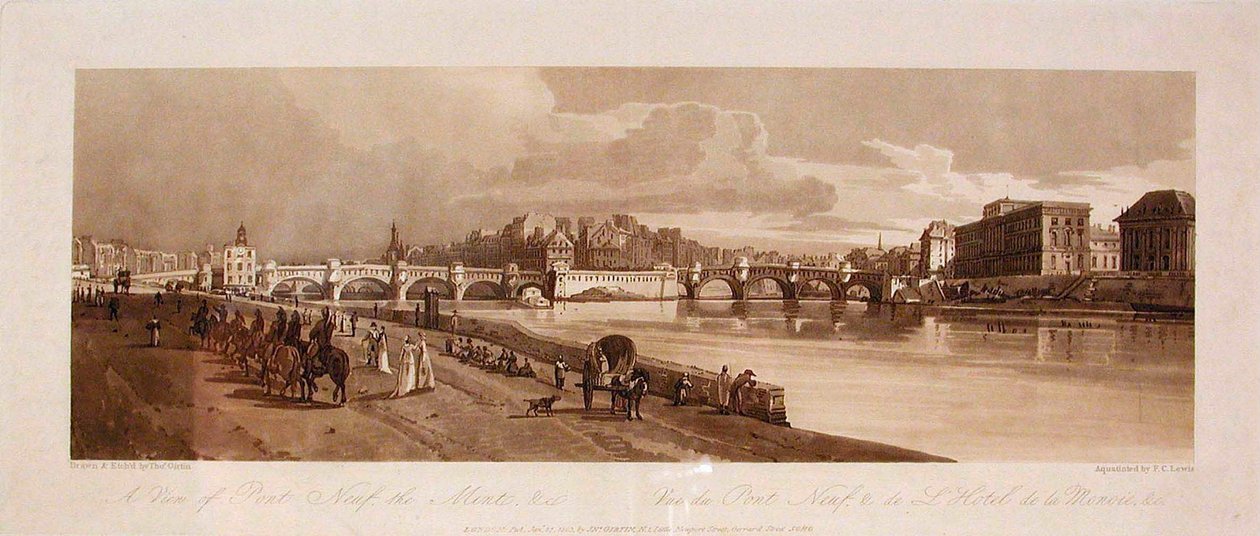 Vy över Pont Neuf, myntverket etc. av Thomas Girtin