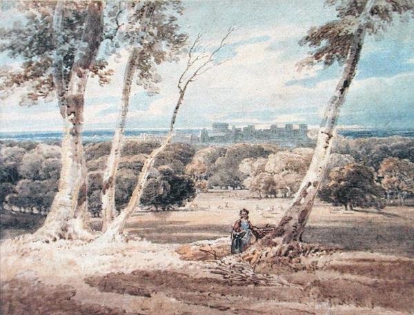 Windsor Castle från den stora parken (akvarell på papper) av Thomas Girtin