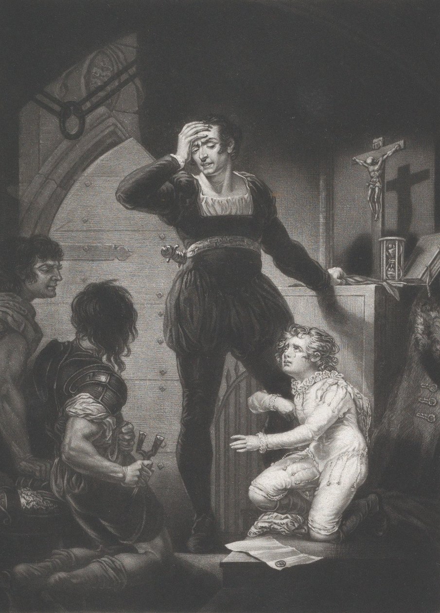Prins Arthur och Hubert Shakespeare, King John, akt 4, scen 1, 1823-24. av Thomas Goff Lupton