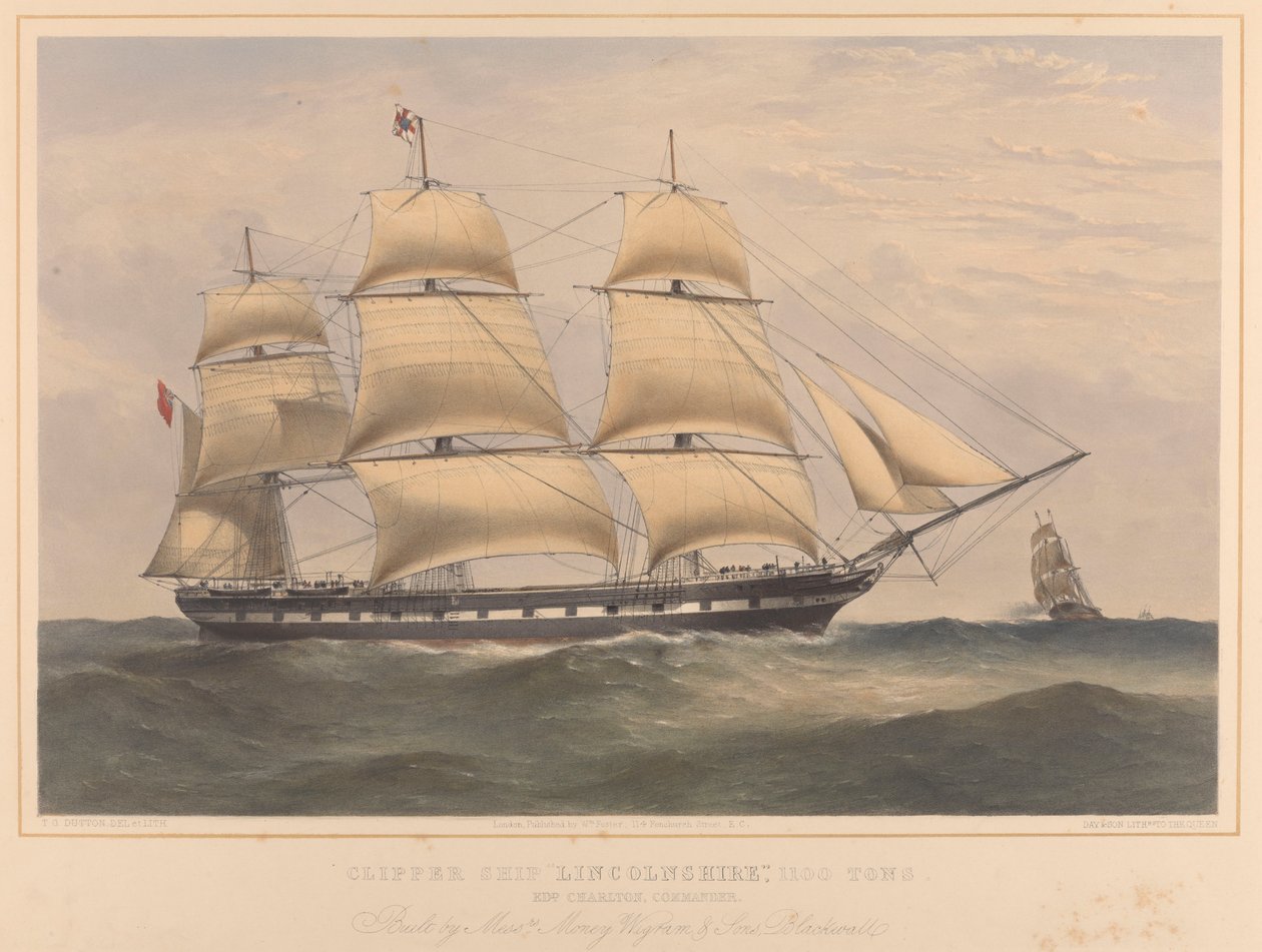 Clipperfartyget "Lincolnshire" (1858) 1100 ton, ca 1858 (litografi) av Thomas Goldsworth Dutton
