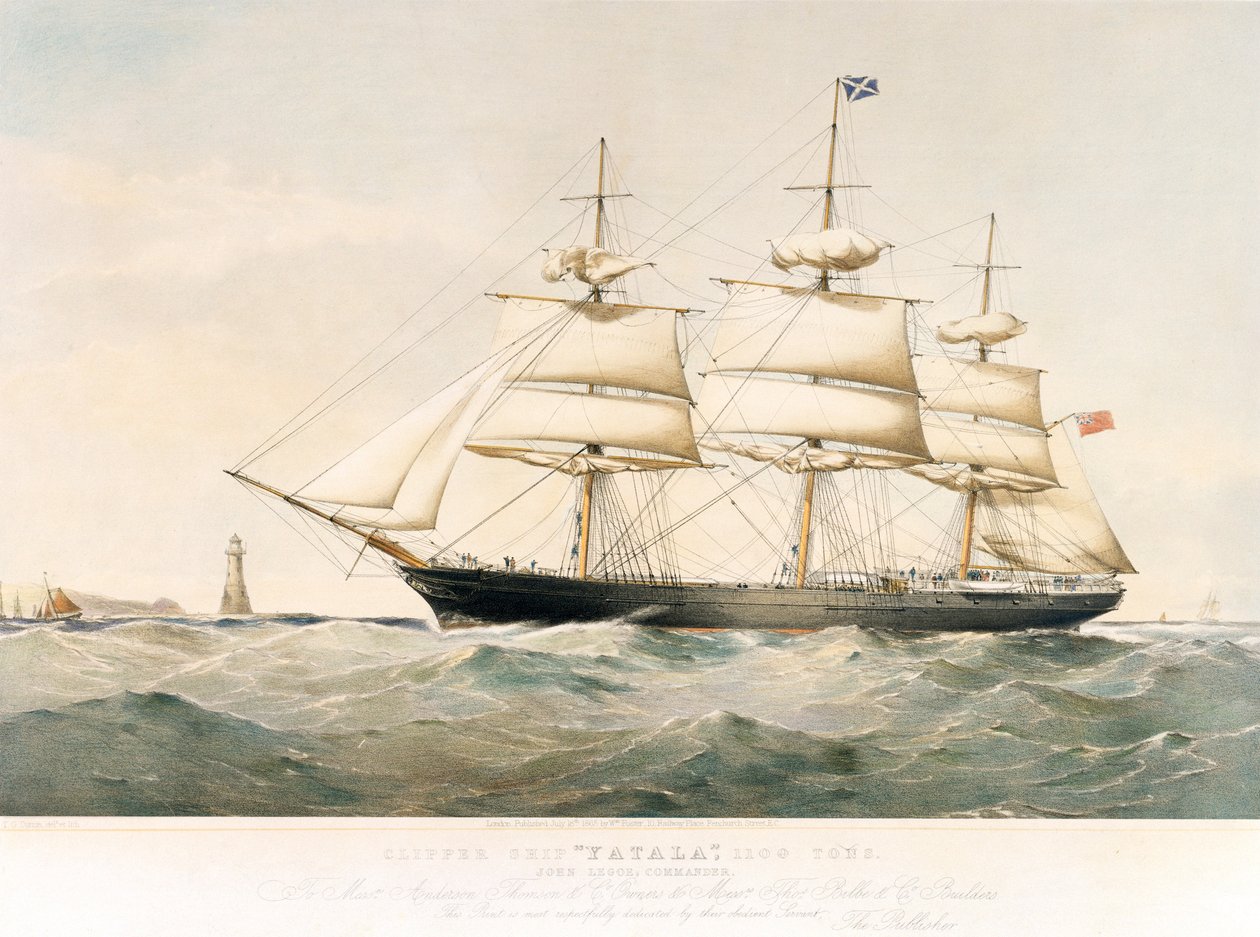 Litografi av Clipper-skeppet "Yatala av Thomas Goldsworth Dutton