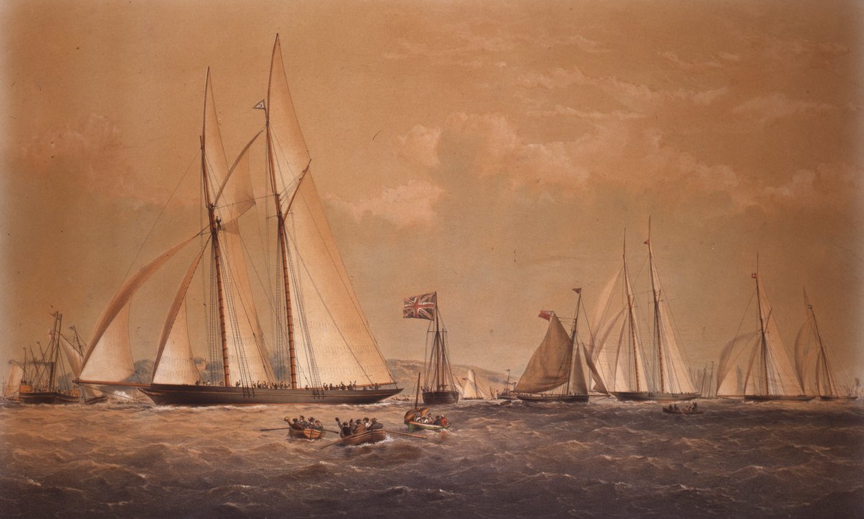 Cambria-vinnande Anglo American Yacht Race, 1868 av Thomas Goldsworth Dutton