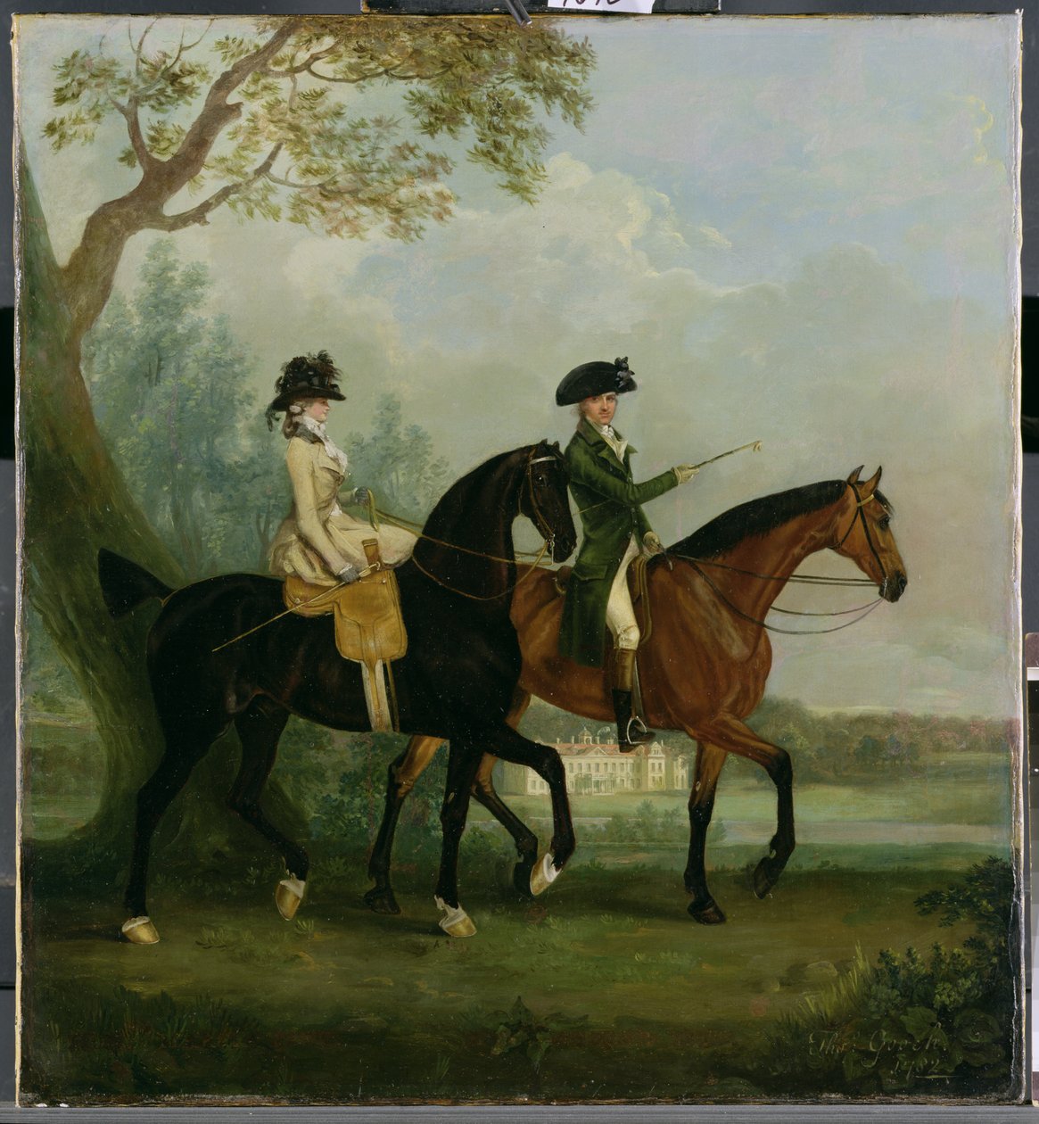 Hon. Marcia Pitt Rider med sin bror, Hon. George Pitt (senare 2nd Lord Rivers) i Park of Stratfield Saye House, 1782 av Thomas Gooch