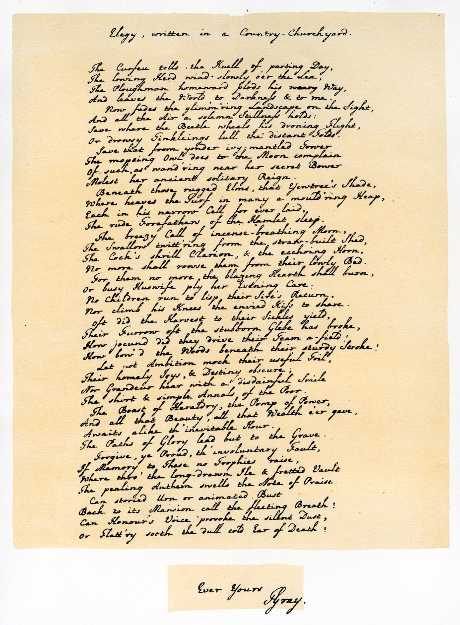 Elegi, skriven på en lantlig kyrkogård, 18 december 1750. av Thomas Gray